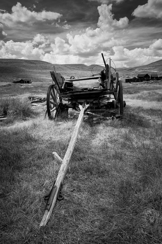 Old wooden wagon at Bodie ghost town