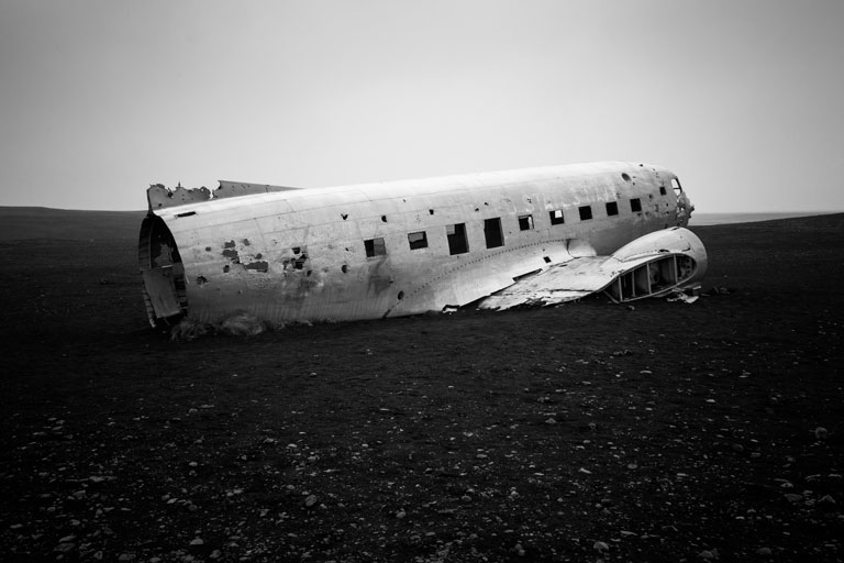 Fuselage of Iceland plane crash near Sólheimasandur, Iceland