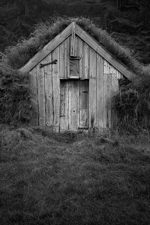 Nupsstadur Farm moss-covered tool shed